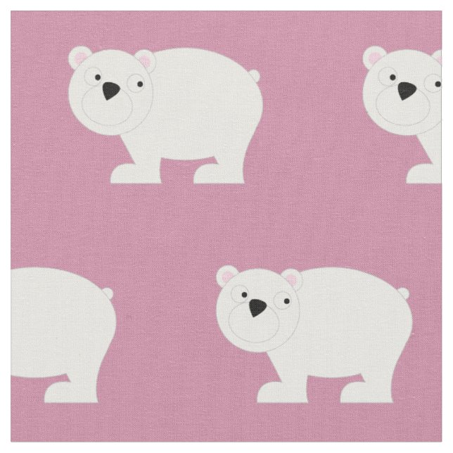 Cute Polar Bears Baby Nursery Decor Rosa Tyg (Närbild)