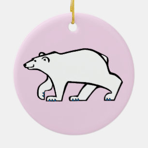 Cute POLAR BEARS-Wildlife - Arktisk rosa Julgransprydnad Keramik
