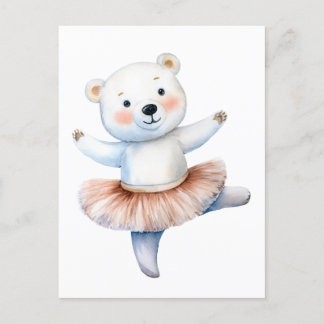Cute polar björn ballerina dansballet helg vykort