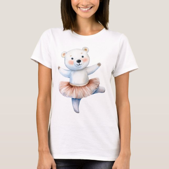 Cute polar björn ballerina dansballet t shirt (Framsida)