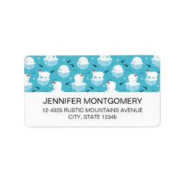 Cute Polar björn i jultomten Mönster Adressetikett