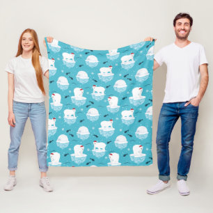 Cute Polar björn i jultomten Mönster Fleecefilt