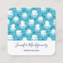 Cute Polar björn i jultomten Mönster Fyrkantigt Visitkort