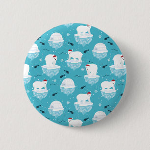 Cute Polar björn i jultomten Mönster Knapp