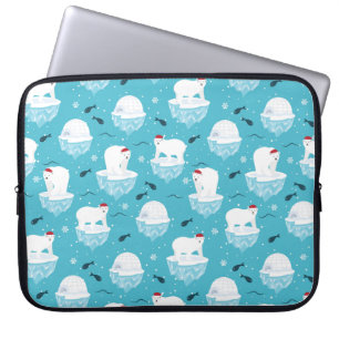 Cute Polar björn i jultomten Mönster Laptop Fodral