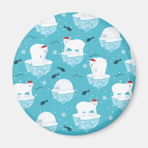 Cute Polar björn i jultomten Mönster Magnet
