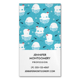 Cute Polar björn i jultomten Mönster Magnetiska Visitkort