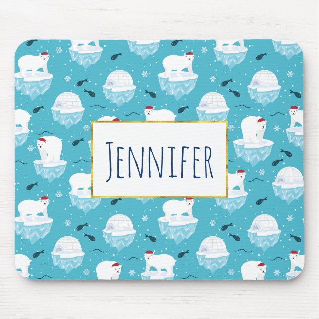 Cute Polar björn i jultomten Mönster Musmatta (Framsidan)