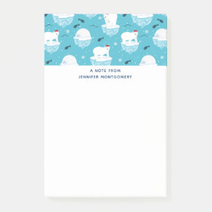 Cute Polar björn i jultomten Mönster Post-it Block