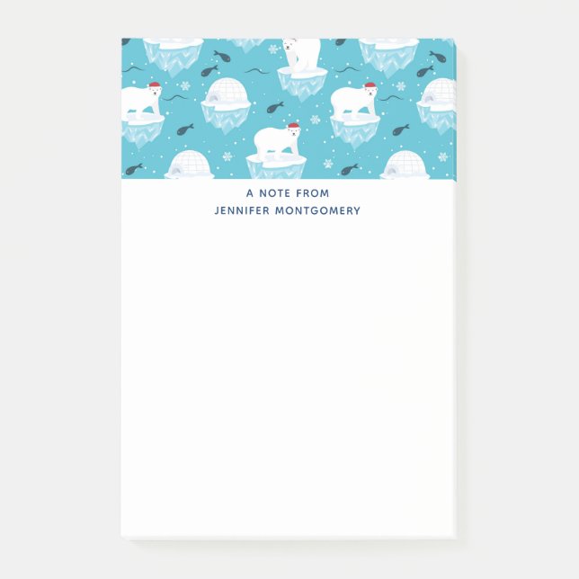 Cute Polar björn i jultomten Mönster Post-it Block (Framsida)