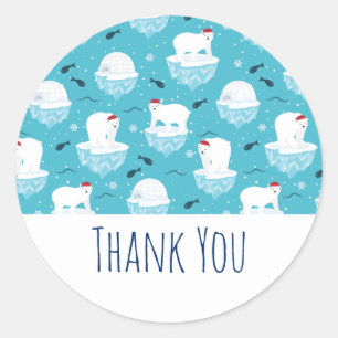 Cute Polar björn i jultomten Mönster Runt Klistermärke