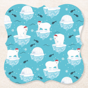 Cute Polar björn i jultomten Mönster Underlägg Papper