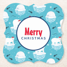 Cute Polar björn i jultomten Mönster Underlägg Papper