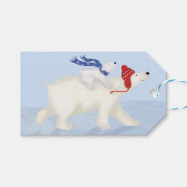 Cute polar björn och unge julklapp märkre presentetikett