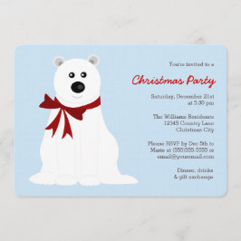 Cute Polar Björn på isblått jul Party Inbjudningar