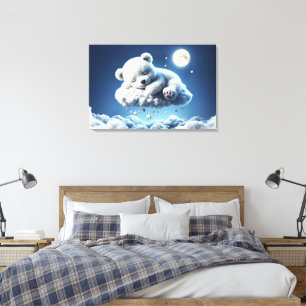 Cute Polar har unge skönhets-, fluffy-moln Canvastryck