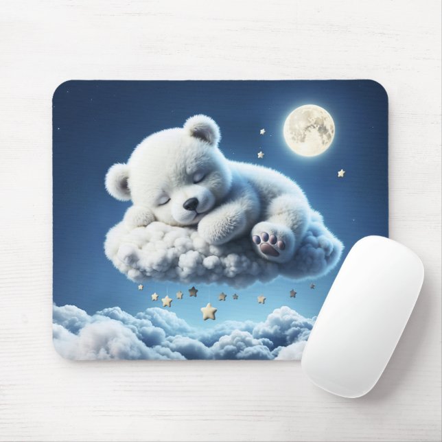 Cute Polar har unge skönhets-, fluffy-moln Musmatta (Med mus)