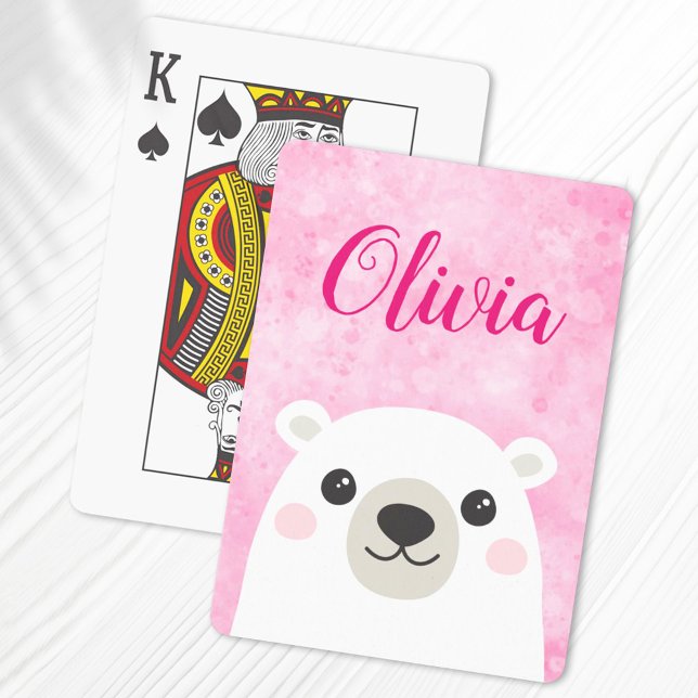 Cute polar med eget namn rosa casinokort (Skapare uppladdad)