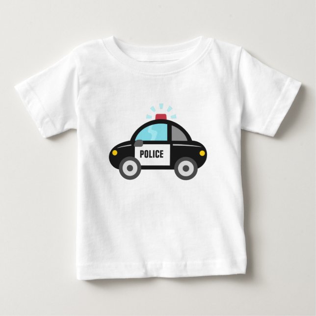 Cute Police Car med Siren Tee Shirt (Framsida)