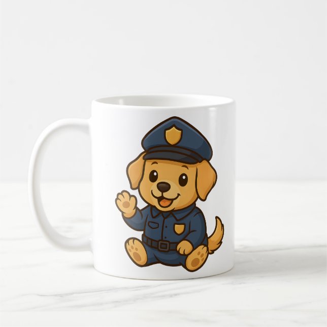 Cute Police Golden Retriever Mugg - Hund. Drinkwar (Vänster)