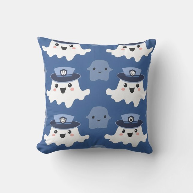 Cute Police Officer Ghost Kudde (Framsida)