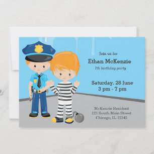 Cute Police Officer Inbjudningar