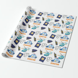 Cute Police Officer och Car Födelsedagsfest Presentpapper