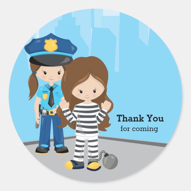 Cute Police Officer Runt Klistermärke (Framsida)