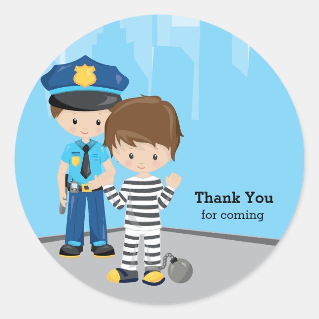 Cute Police Officer Runt Klistermärke (Framsida)