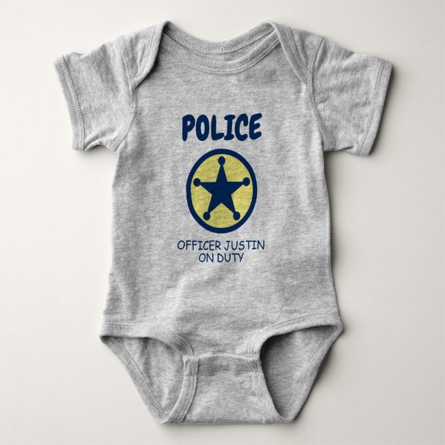 Cute Police officer stjärna baddräkt i baby T Shirt (Framsida)
