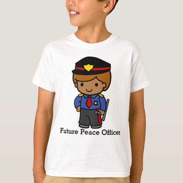 Cute Polisman med baton T Shirt (Framsida)
