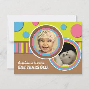 Cute Polk a Dot Födelsedagsfest inbjudan