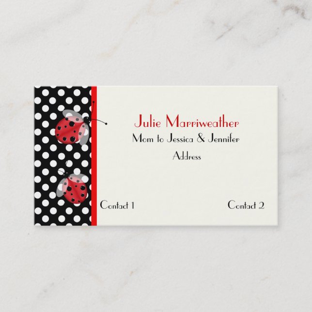 Cute Polka Dot and Ladybug Mommy Card (Framsida)