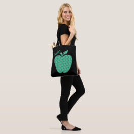 Cute Polka Dot Apple Black Teacher Tygkasse