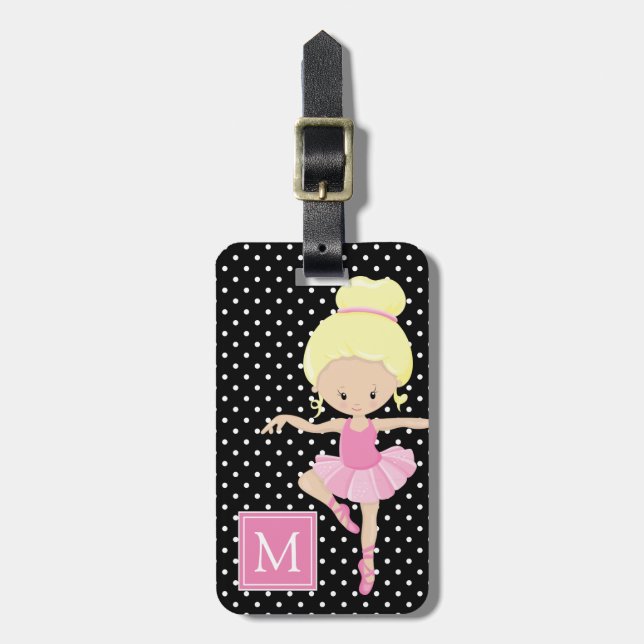 Cute Polka Dot Ballerina Bagagebricka (Vertikal Framsida)