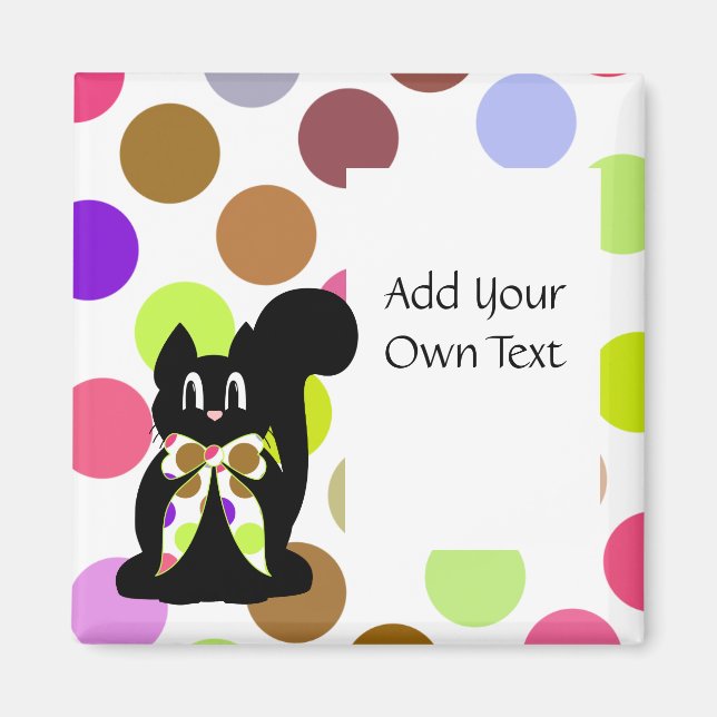Cute Polka Dot Black Kattunge Anpassade Magnet (Framsidan)