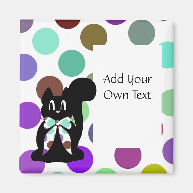 Cute Polka Dot Black Kattunge Anpassade Magnet (Framsidan)