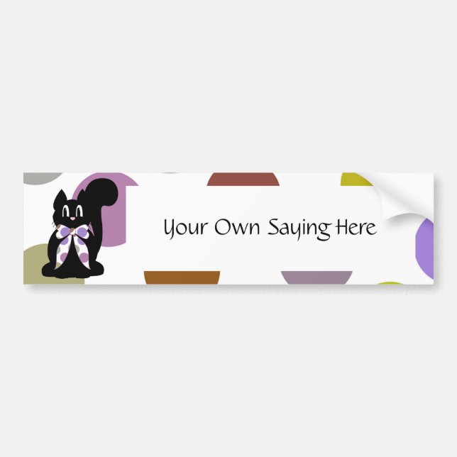 Cute Polka Dot Black Kattunge Bumper Sticker Bildekal (Framsidan)
