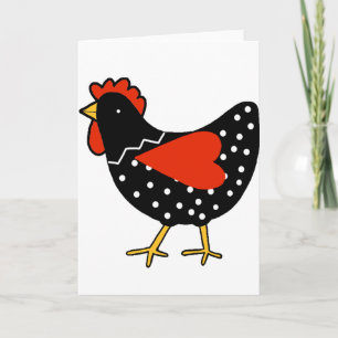 Cute Polka Dot Chicken Helgkort