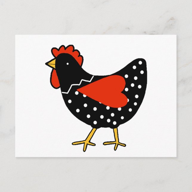 Cute Polka Dot Chicken Vykort (Framsida)