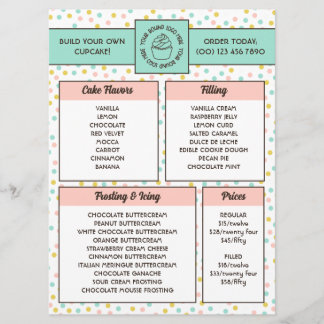 Cute Polka Dot Cupcake Bakery Menu Meny