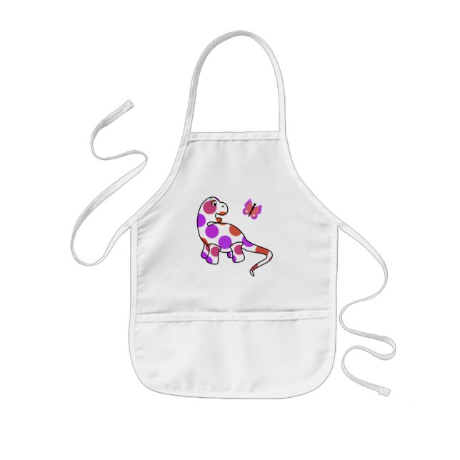 Cute Polka Dot Dinosaur Apron Barnförkläde (Framsidan)