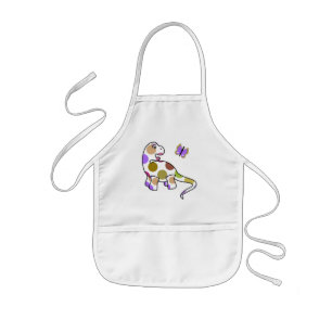 Cute Polka Dot Dinosaur Apron Barnförkläde
