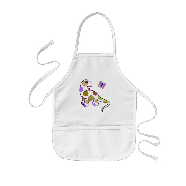 Cute Polka Dot Dinosaur Apron Barnförkläde (Framsidan)