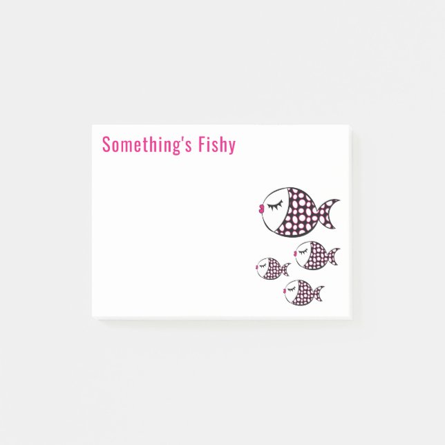 Cute Polka Dot Fish Fynn Post-it Block (Framsida)
