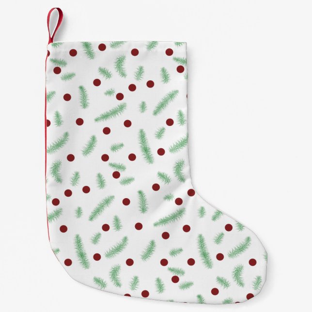 Cute Polka dot Julgran Red Grönt mönster Liten Julstrumpa (Framsidan)