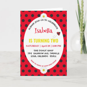 Cute Polka dot Ladybug Daisy Barns födelsedag Part Inbjudan