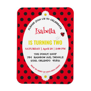 Cute Polka dot Ladybug Daisy Barns födelsedag Part Magnet