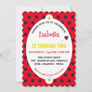 Cute Polka dot Ladybug Daisy Barns födelsedag Part Spara Datumet
