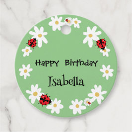 Cute Polka dot Ladybug Daisy Flower Födelsedagsfes Gåvor Etiketter